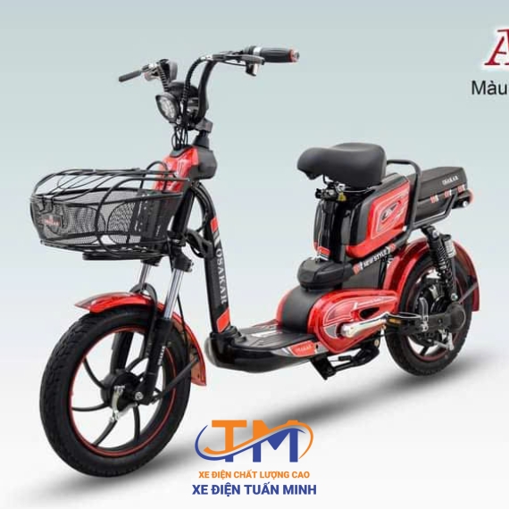 Xe Đạp Điện A10 OSAKA - Màu Đỏ Đen